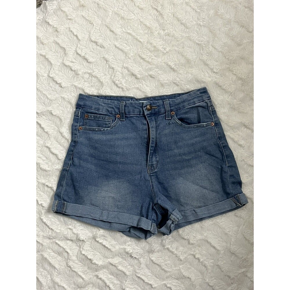 No Boundaries Women's Junior Size 11 Blue Denim Jean Shorts Cuffed - Picture 2 of 7
